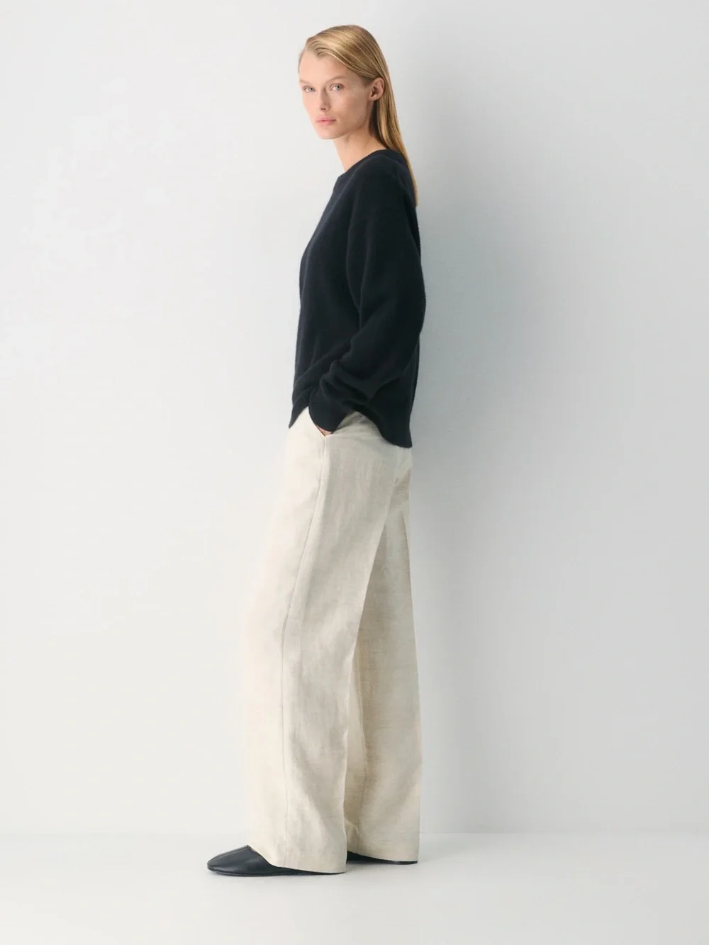 Aritzia The Limitless Pant Linen NWT Natural Ecru Wide Leg Size 6
